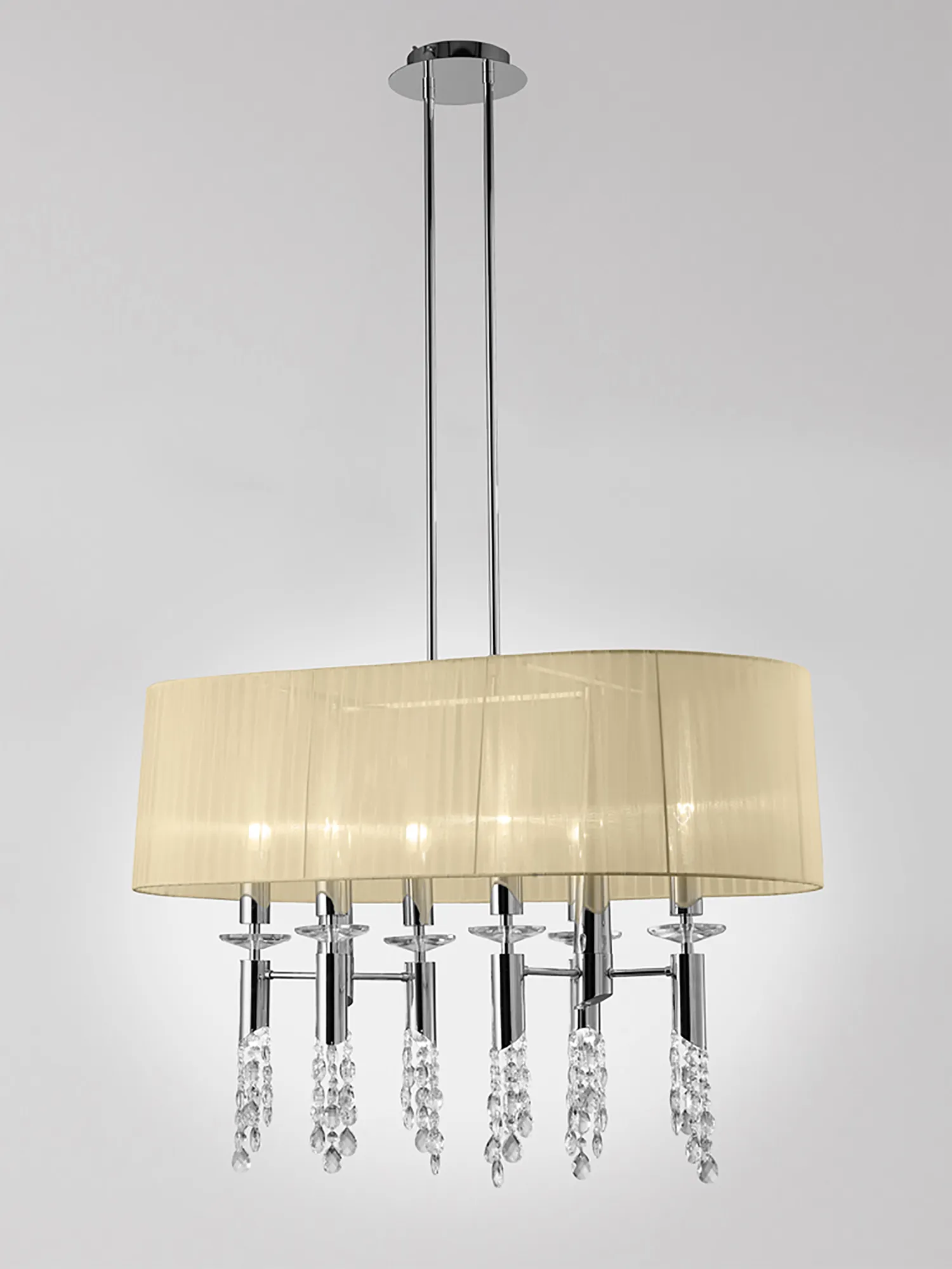 Tiffany Crystal Pendant 6+6 Light Polished Chrome